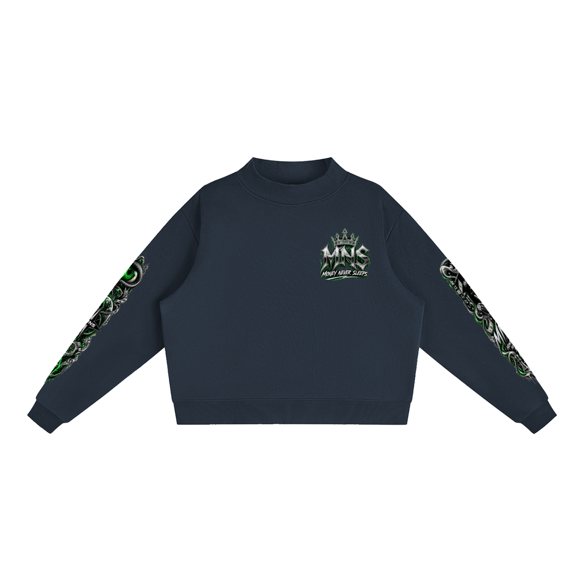 Essential Fleece Mock-Neck Crew Sweatshirt